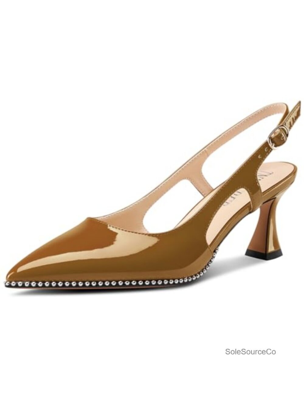 Kitten Heel Pointed Toe Pumps Faux Leather Slingback Buckle Prom Dress Heels